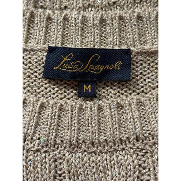 Luisa Spagnoli Womens Beige Cable Knit Sweater Cotton Linen Size M - Picture 4 of 8